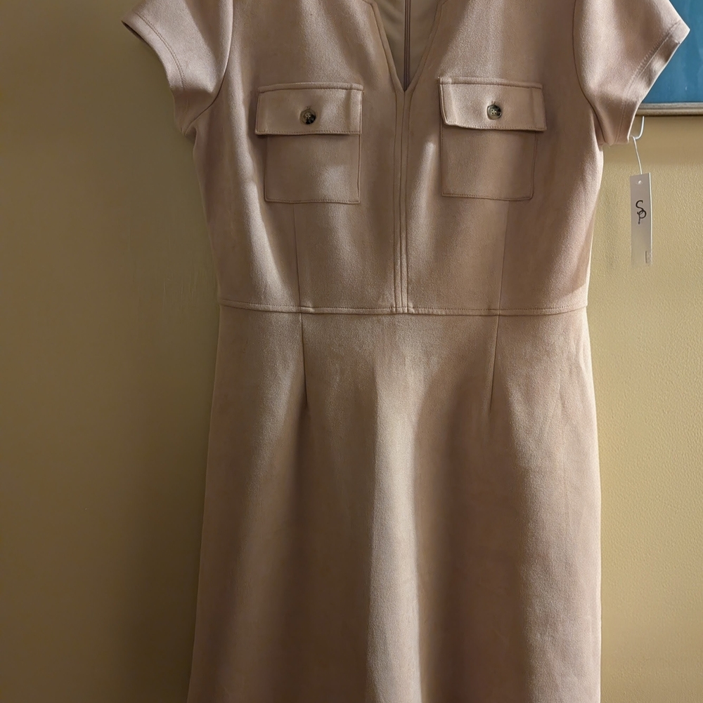 Shelby & Palmer Blush Short-Sleeve Pocket Midi Dress
